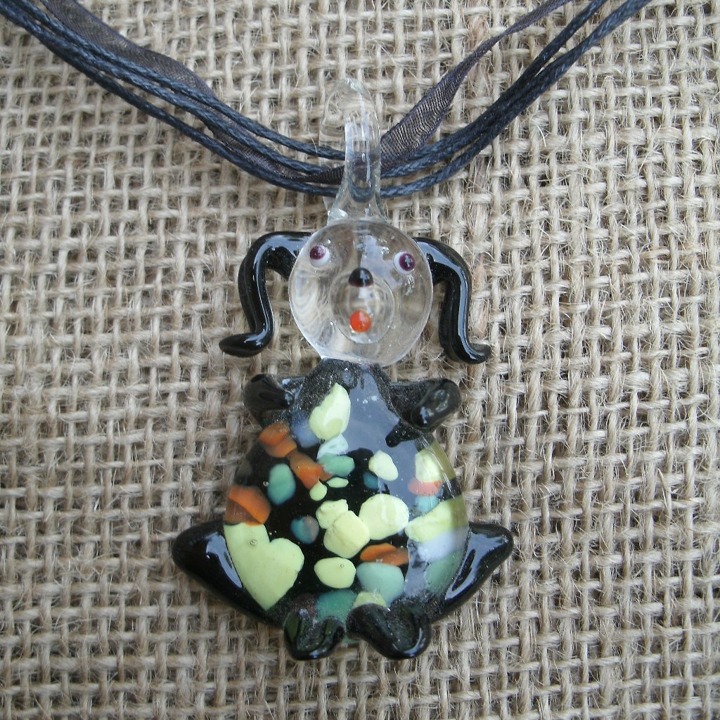Murano Glass Sitting Dog Pendant Necklace 18$